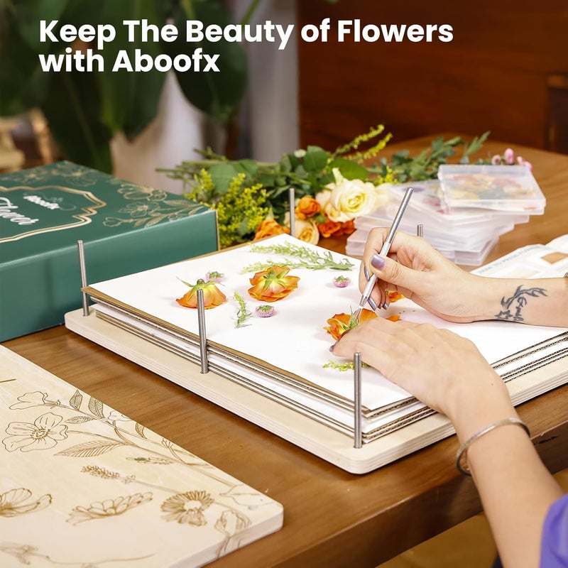 Aboofx Flower Press Kit, Craft Kits 17" x 11.8" 5-Layers Wooden Flower Pressing Kit for Crafts Pressed Flowers and Plant for DIY Art, Preservation for Bookmark Frame Wedding Drying - Image 2